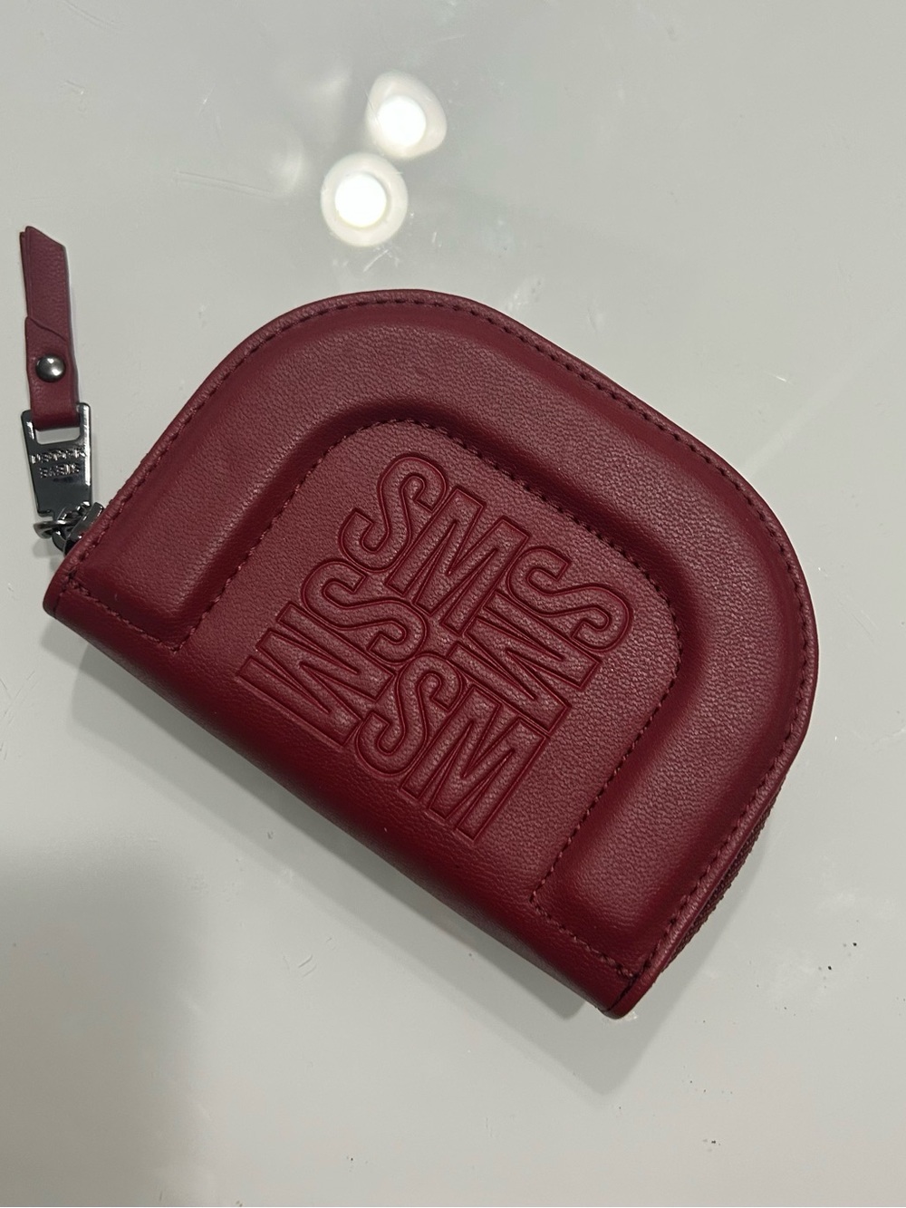 Steve Madden SM Embossed Half-Moon Crossbody Bag in Burgundy - Picture 2 of 9